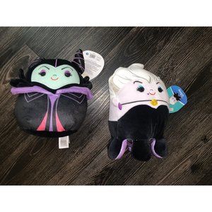 NWT! 2 Disney Evil Queens: Ursula and Maleficent Squishmallow Official Kellytoy